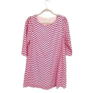Everly Women's Pink/White Chevron Print Shift‎ Dress Size Medium